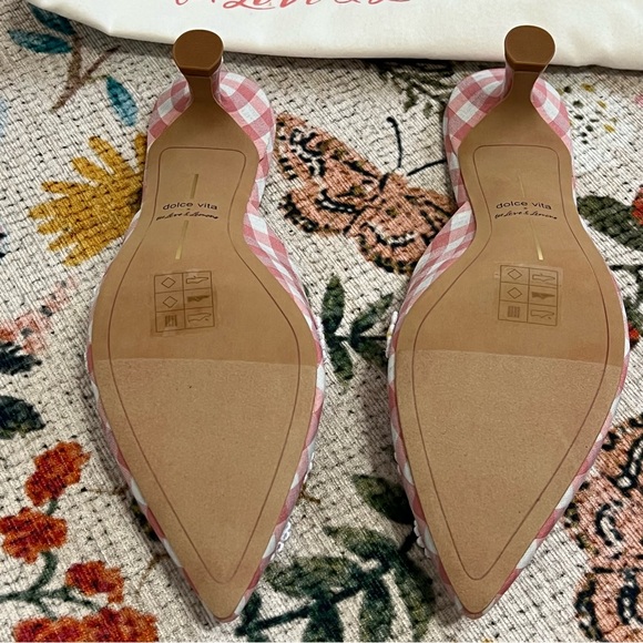 NWT For Love And Lemons X Dolce Vita Lilou Mule in Pink Chalk Gingham Mule - Picture 9 of 11